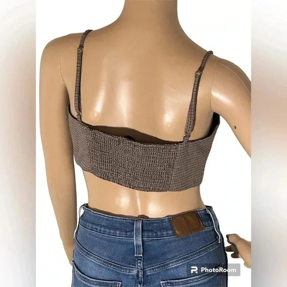 House Of Harlow 1960 Houndstooth Bralette Top With Smocked Back Adjustable Strap - Picture 3 of 6